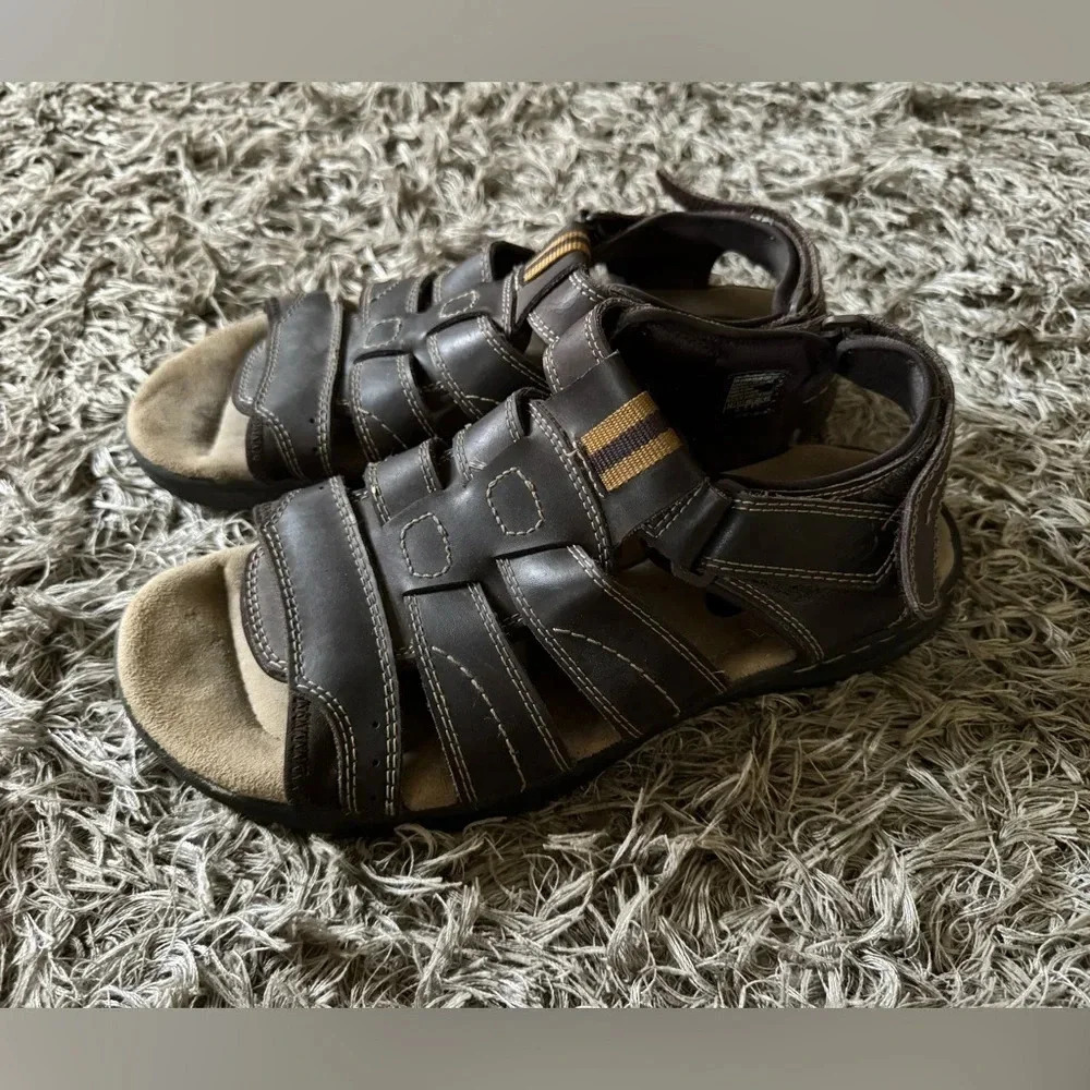 Skechers Fisherman Brown Leather Sandals Men Size 12